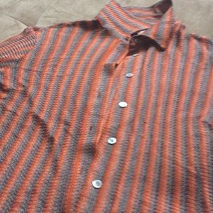 Longsleve knit orange and gray button down